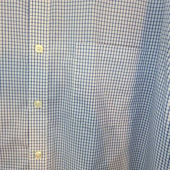 Van Heusen Mens 3XL 20-20 1/2 Traveler Button Up Shirt Blue Micro Gingham Check - Picture 4 of 11